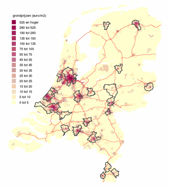 Figuur 2: De waarde van nabijheid tot podiumkunsten is in steden geconcentreerd