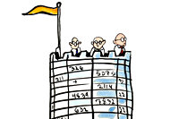 Illustratie van economen in een spreadsheet fort