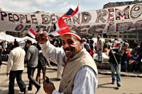 Menigte op het Tahrir plein, 12 februari 2011