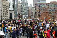 Protesterende menigte in Chicago