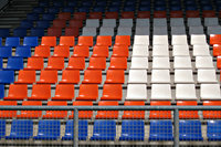 Stoelen van de tribune van het Willem II stadion in Tilburg